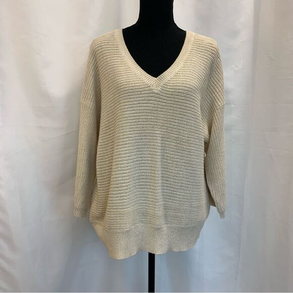 JOE fresh cream V-neck longsleeve knit sweater Sz L - Picture 11 of 11